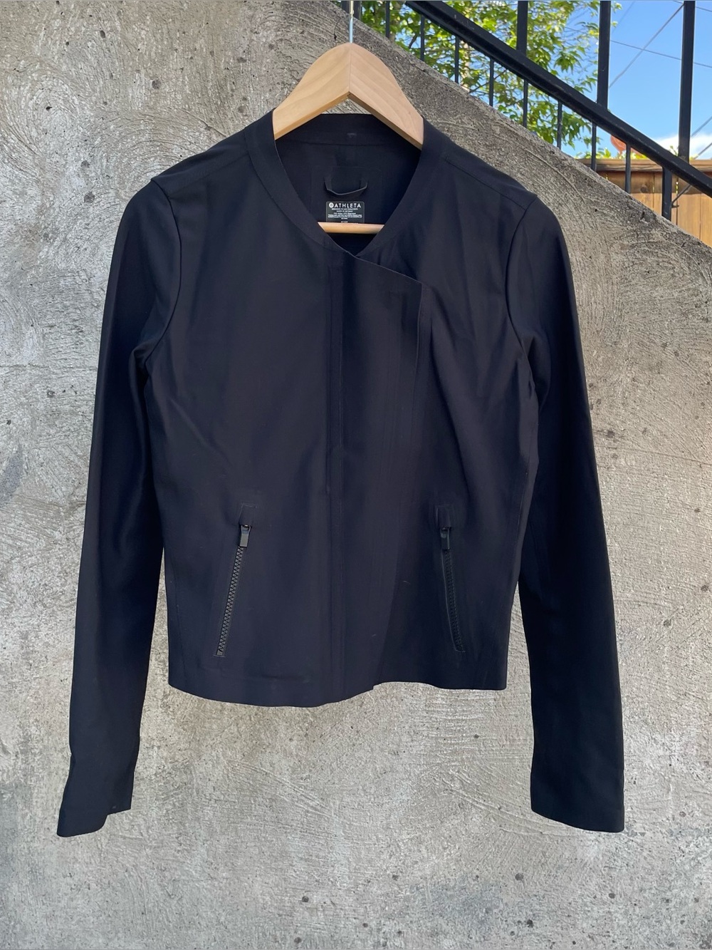Black Athleta stellar moto  jacket size xs